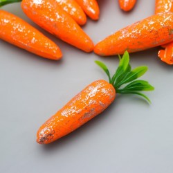 Декор пасхальный Морковь с серебристыми блёстками набор 10 шт 4 см