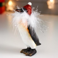 Сувенир полистоун Пингвин в шапке с помпоном пух 14,5х7,5х9 см