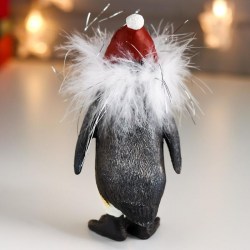Сувенир полистоун Пингвин в шапке с помпоном пух 14,5х7,5х9 см