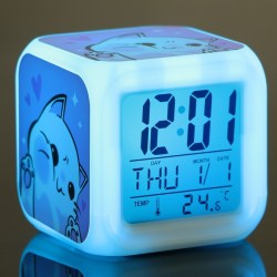 Электронные часы-будильник Аниме Котик, с подсветкой 8 см