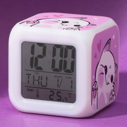 Электронные часы-будильник Аниме Котик, с подсветкой 8 см