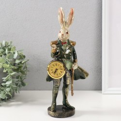 Фигурка - часы настольные полистоун Заяц в военном камзоле», 9.5×12×30 см