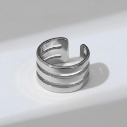Кольцо "Тринити" гладкие линии, цвет серебро, безразмерное  