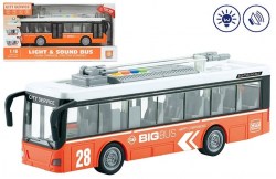Машина 1:16 инерционная Троллейбус (свет,звук) оранжевый в 