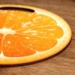 Доска Апельсин разделочная и сервировочная круглая деревянная 26,5 см