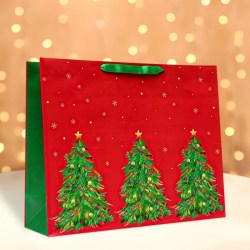 Пакет подарочный новогодний ламинированный «Ёлки» 23х18см 