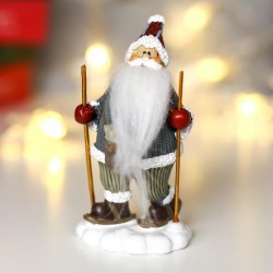 Сувенир статуэтка новогодняя Дед Мороз с бородой на лыжах