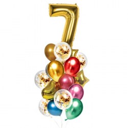 Букет из шаров День рождения – 7 лет фольга, латекс, набор 21 шт., цвет золотой