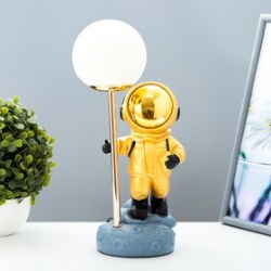 Настольная лампа Космонавт LED USB бело-золотой 14х10,5х31,5 см RISALUX