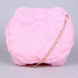 Сумка детская плюшевая мягкая Кот розовый 15х12х4см