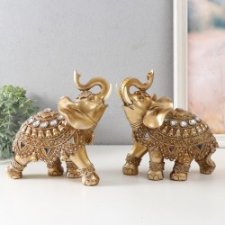 Фигурка полистоун «Слон в золотой попоне со стразами», 20×10×21 см, МИКС