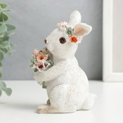 Сувенир статуэтка пасхальная заяц кролик белый 11 см