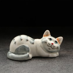 Фигурка фарфоровая «Котя Муся» серая, 9 см
