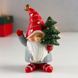 Сувенир статуэтка новогодний Дед Мороз с елкой 11 см