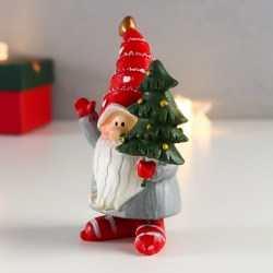 Сувенир статуэтка новогодний Дед Мороз с елкой 11 см