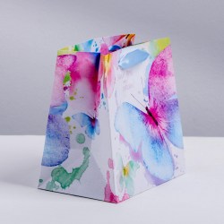 Пакет подарочный ламинированный квадратный, упаковка, Нежность бабочки, 22 х 22 х 11 см
