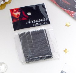 Невидимка для волос Классика (набор 24 шт +-3 шт) ребристые, 5 см, чёрный 