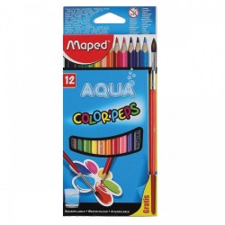Карандаши цветные акварельные "Color'Peps Aqua"  (12 цв) с кисточкой