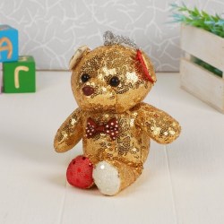 Мягкая игрушка "Мишка" с пайетками, цвет золото  