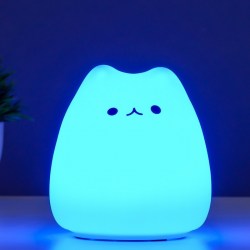 Ночник Антистресс мякиш котенок LED RGB от батареек 3ААА 9,5х9,5х10,5 см   
