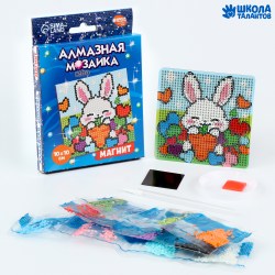 Алмазная мозаика-магнит для детей Зайка