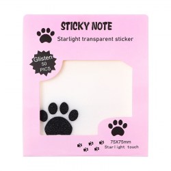 Блок с липким краем 75мм х 75мм 50л пластик прозрачные с блестками Кошачья лапка   10613655