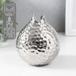 Подсвечник керамика на 1 свечу Гранат d 4,5 см серебро 10х10х11,5 см