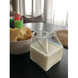 Молочник бокал стеклянный в форме пакета 400 мл