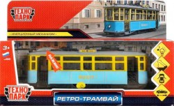 Модель Трамвай ретро 17 см металлическая инерционная