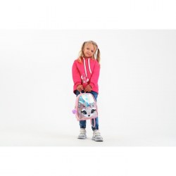 Рюкзак детский с блестящим карманом Олененок розовый