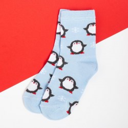 Носки детские для девочки Пингвины размер 16-18 (26-28), голубой