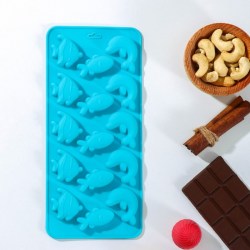 Форма для конфет и шоколада Подводный мир силикон, 21×10×1 см, 15 