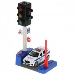 Игровой набор Технопарк Светофор, пластик, свет, звук, с машинкой BMW X5 Полиция