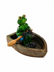 Садовая фигура из полистоуна «Лягушка в лодке» 14×13×9.5 см, водоплавающая