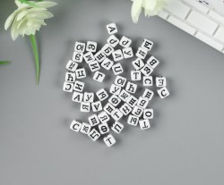 Набор бусин для творчества пластик Русские буквы на кубике 10 гр 0,6х0,6 см 