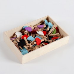 Набор прищепок в деревянной коробке Сердечки набор 50 шт.