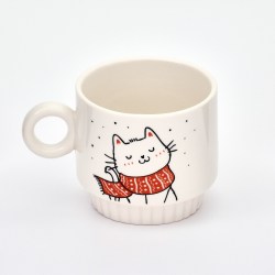 Кружка новогодняя с котиком 250мл